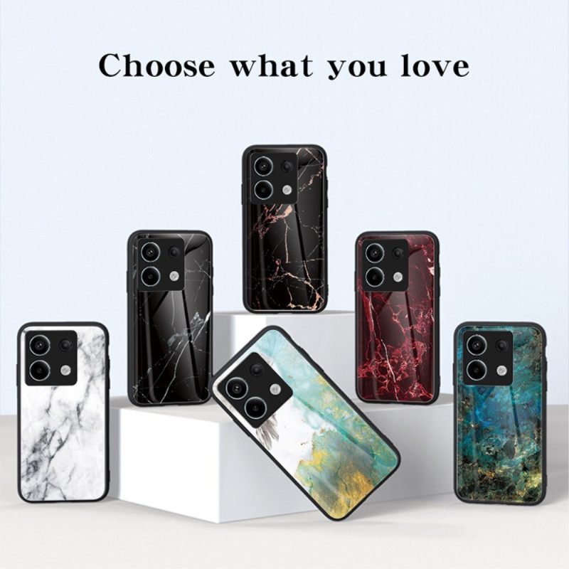 Case Xiaomi Redmi Note 13 Pro 5g Puhelinkuoret Valkoinen Marmorikuvioinen Karkaistu Lasi