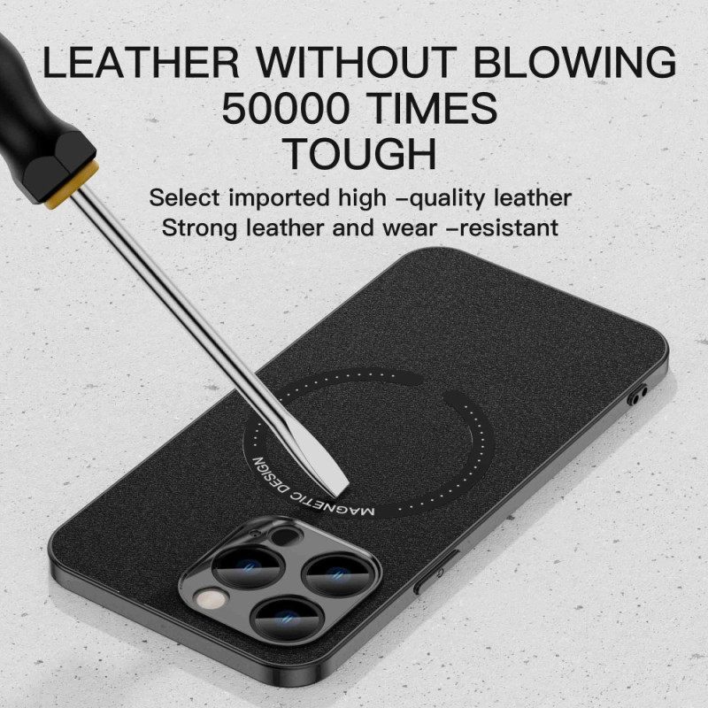 Case iPhone 14 Pro Faux Leather Magsafe Yhteensopiva