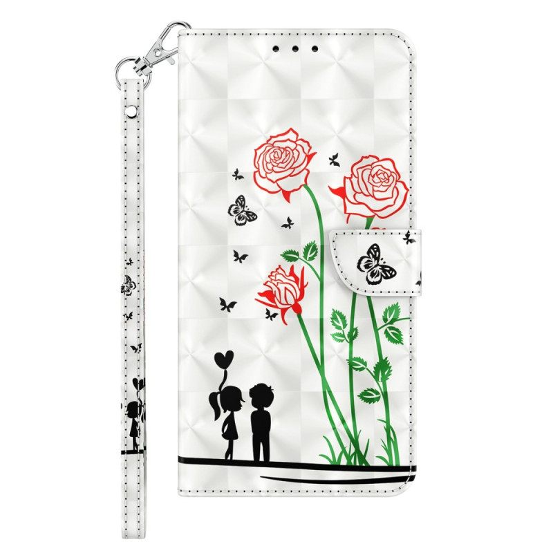 Flip Case iPhone 14 Pro Suojaketju Kuori Dandelions Love In Strap