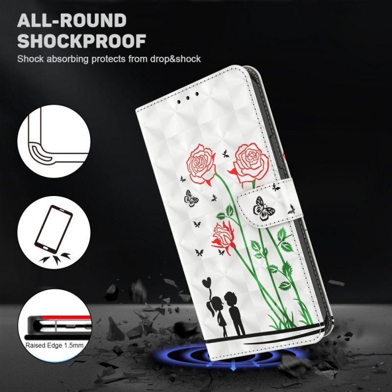 Flip Case iPhone 14 Pro Suojaketju Kuori Dandelions Love In Strap