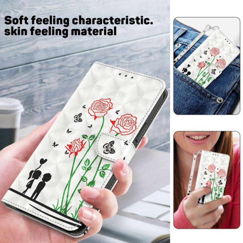 Flip Case iPhone 14 Pro Suojaketju Kuori Dandelions Love In Strap