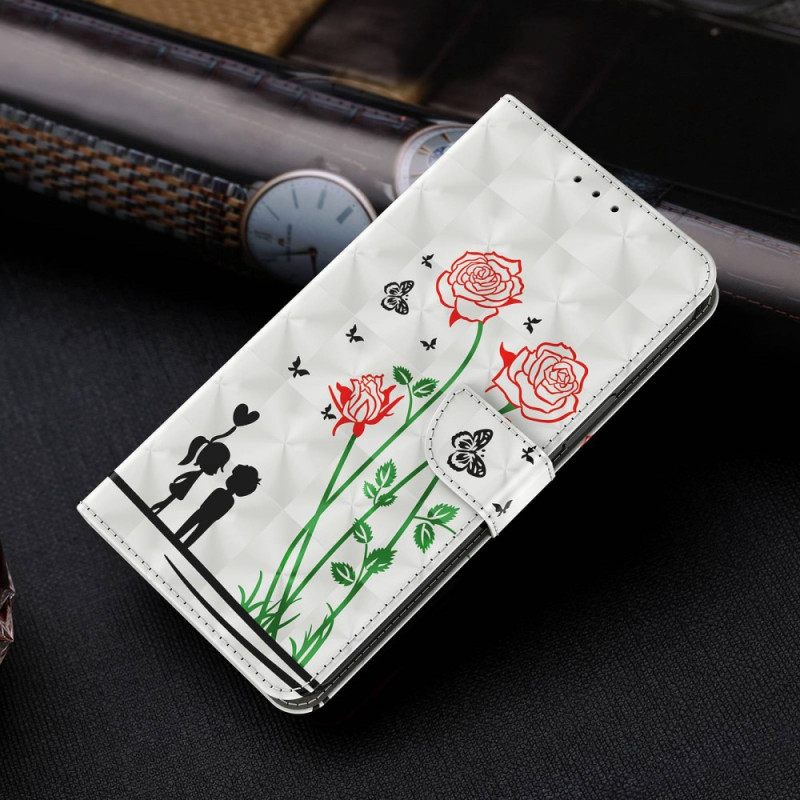 Flip Case iPhone 14 Pro Suojaketju Kuori Dandelions Love In Strap