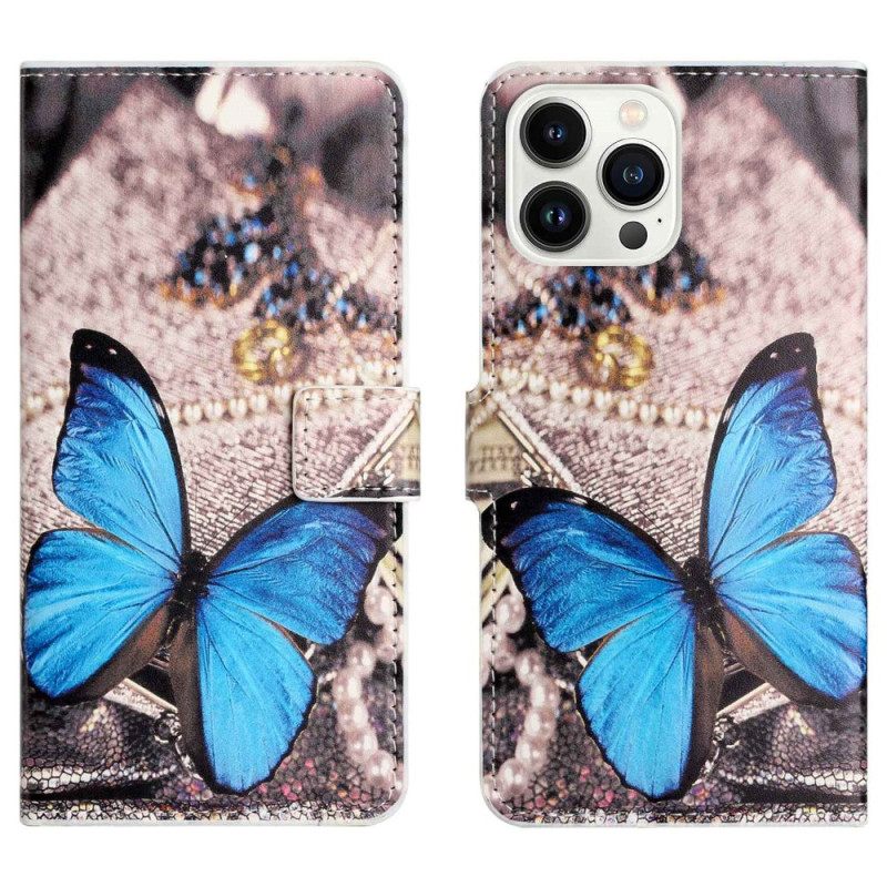 Kotelot iPhone 14 Pro Blue Butterfly