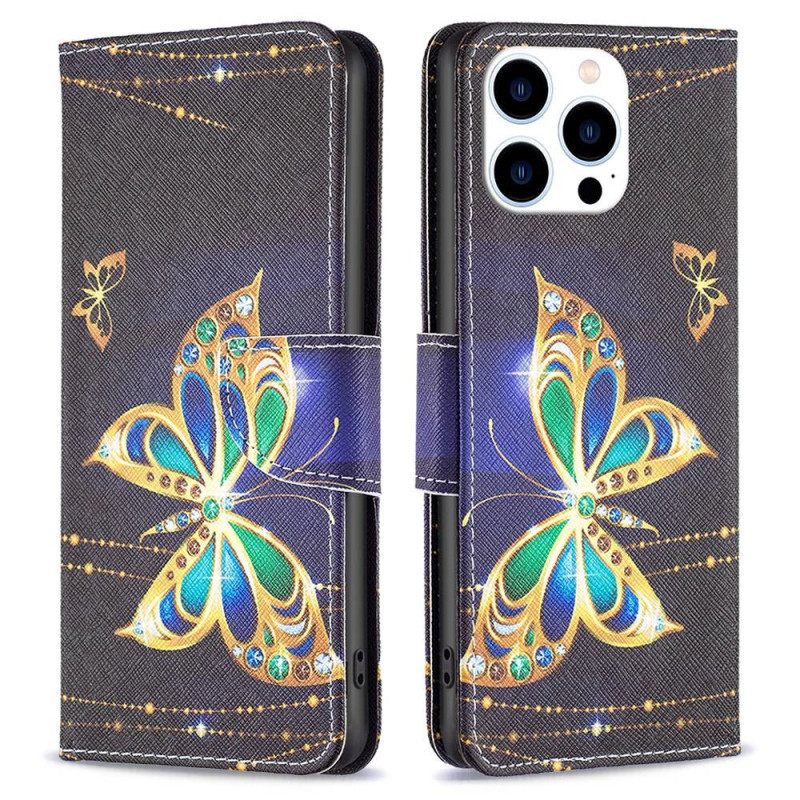 Kotelot iPhone 14 Pro Golden Butterfly