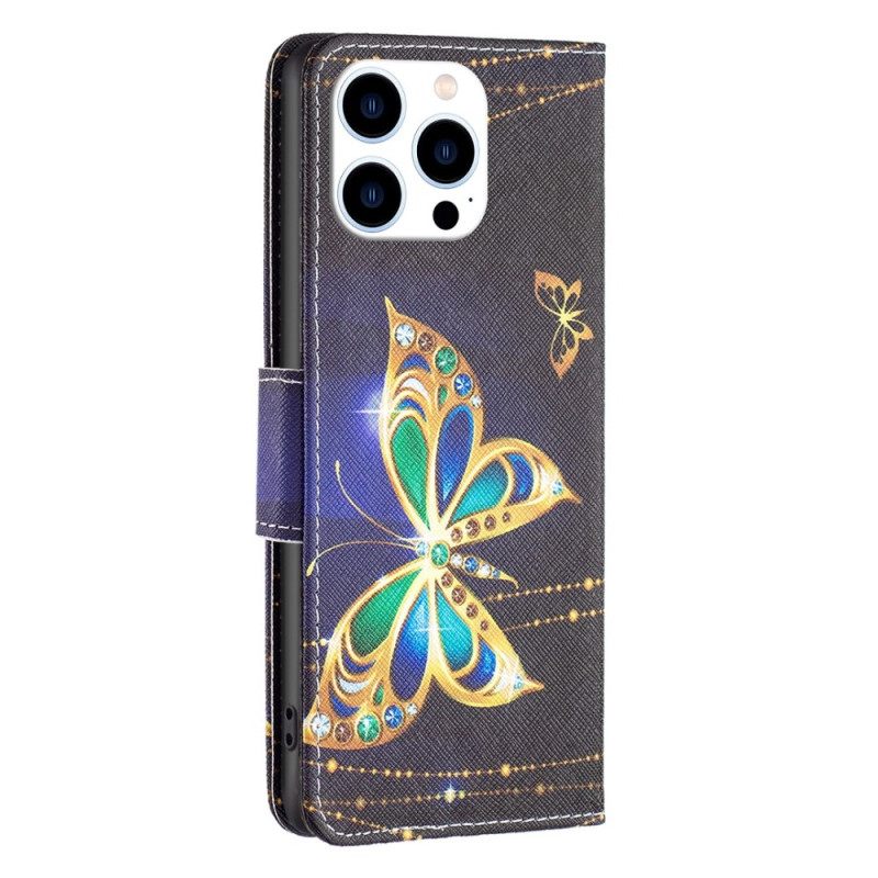 Kotelot iPhone 14 Pro Golden Butterfly