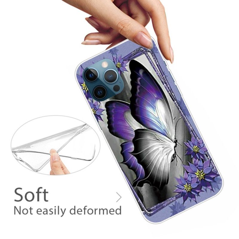 Kuori iPhone 14 Pro Purple Butterfly