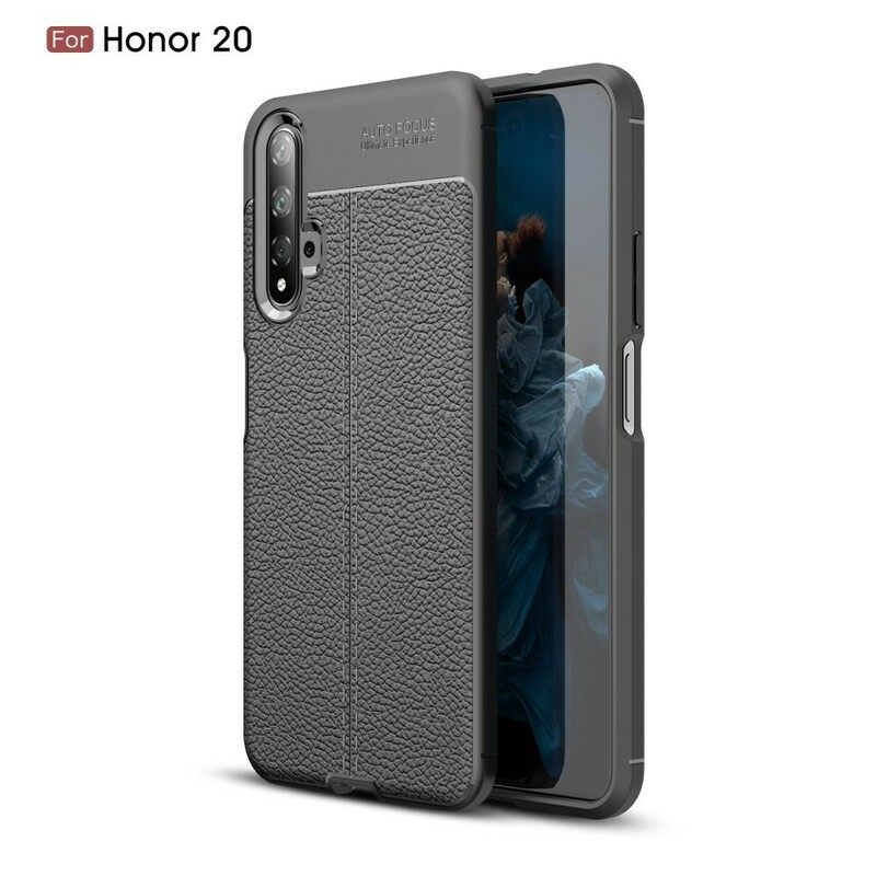 Kuori Huawei Nova 5T / Honor 20 Double Line Litchi Leather Effect