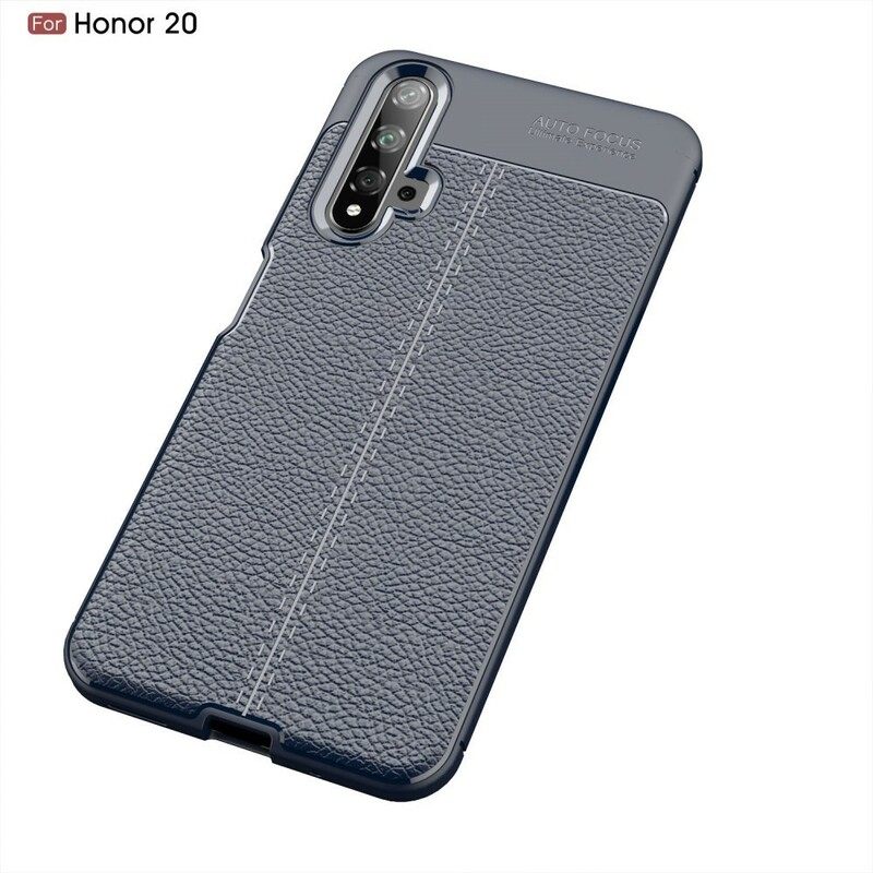 Kuori Huawei Nova 5T / Honor 20 Double Line Litchi Leather Effect