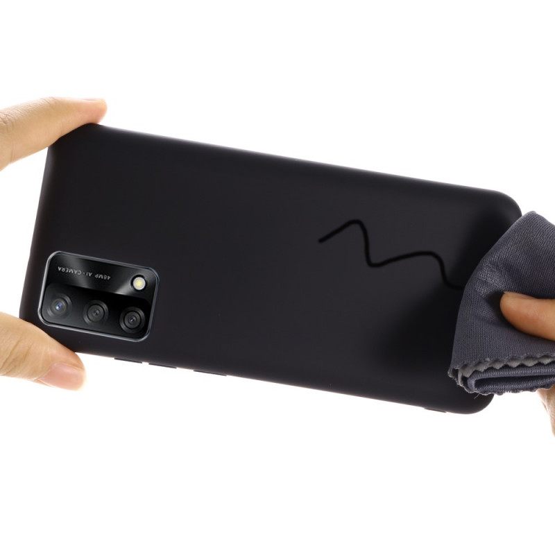 Case Oppo A74 4G Nestemäinen Silikoni Kaulanauhalla