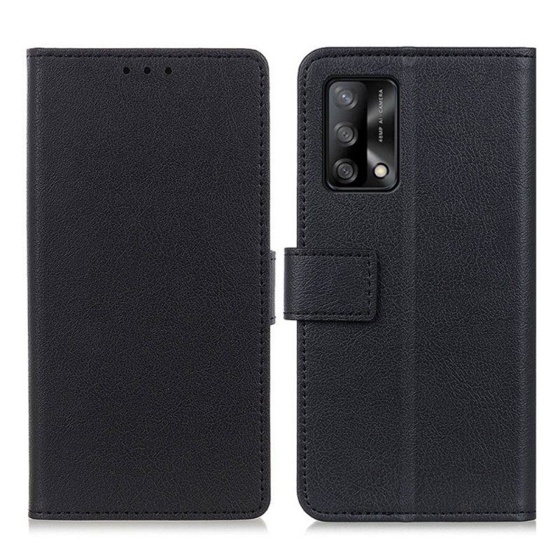 Flip Case Oppo A74 4G Yksinkertainen Kiiltävä Nahkaefekti