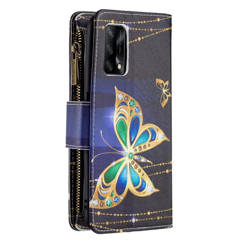 Kotelot Oppo A74 4G Butterflies Vetoketjullinen Tasku