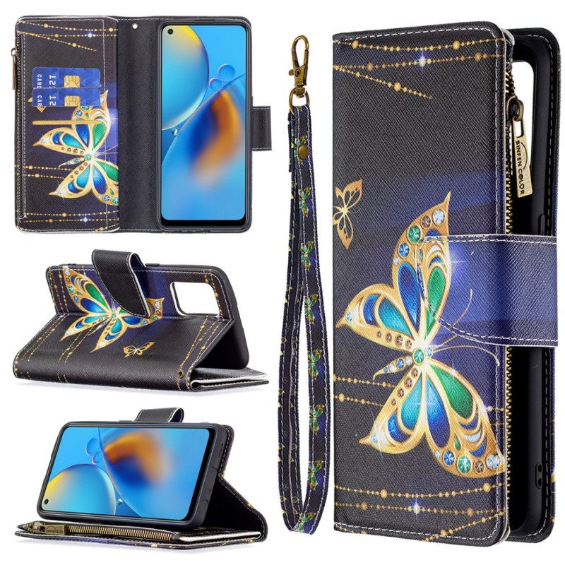 Kotelot Oppo A74 4G Butterflies Vetoketjullinen Tasku