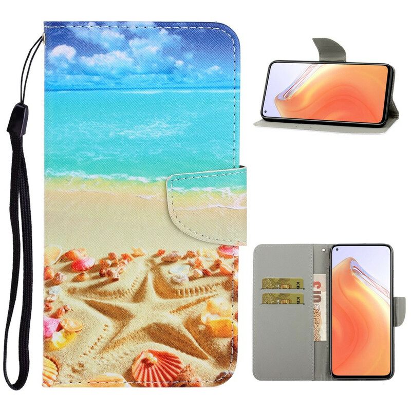 Flip Case Xiaomi Mi 10T / 10T Pro Suojaketju Kuori Beach Lanyardissa