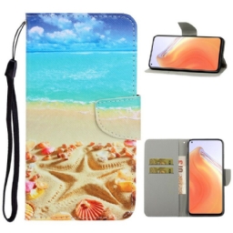 Flip Case Xiaomi Mi 10T / 10T Pro Suojaketju Kuori Beach Lanyardissa