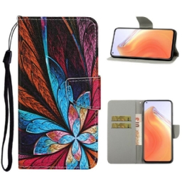 Flip Case Xiaomi Mi 10T / 10T Pro Värilliset Lehdet Kaulanauhalla