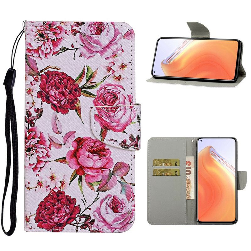 Kotelot Xiaomi Mi 10T / 10T Pro Masterful Flowers Hihnalla