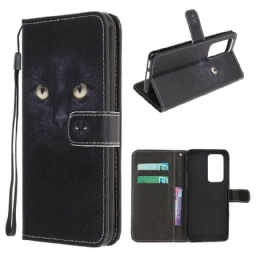 Kotelot Xiaomi Mi 10T / 10T Pro Suojaketju Kuori Black Cat Eyes Hihnalla