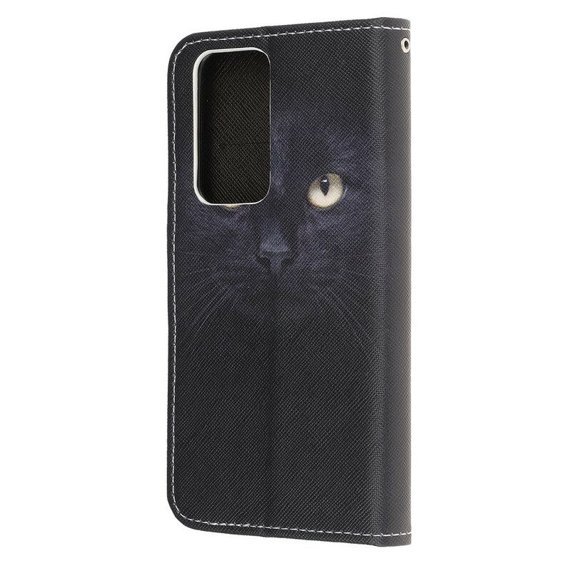 Kotelot Xiaomi Mi 10T / 10T Pro Suojaketju Kuori Black Cat Eyes Hihnalla