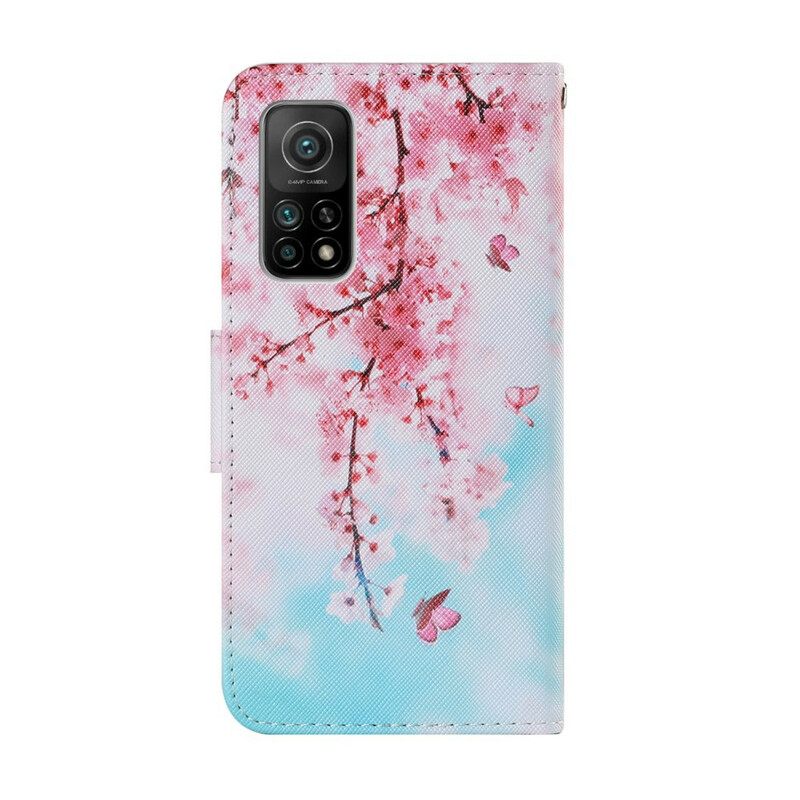 Kotelot Xiaomi Mi 10T / 10T Pro Suojaketju Kuori Red Branches Hihnalla