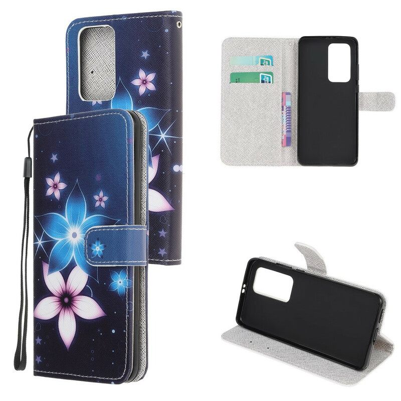 Nahkakotelo Xiaomi Mi 10T / 10T Pro Suojaketju Kuori Lunar Strap Flowers