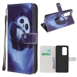 Nahkakotelo Xiaomi Mi 10T / 10T Pro Suojaketju Kuori Panda Space Lanyard