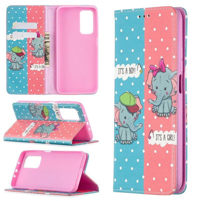 Puhelinkuoret Xiaomi Mi 10T / 10T Pro Kotelot Flip Baby Elephants