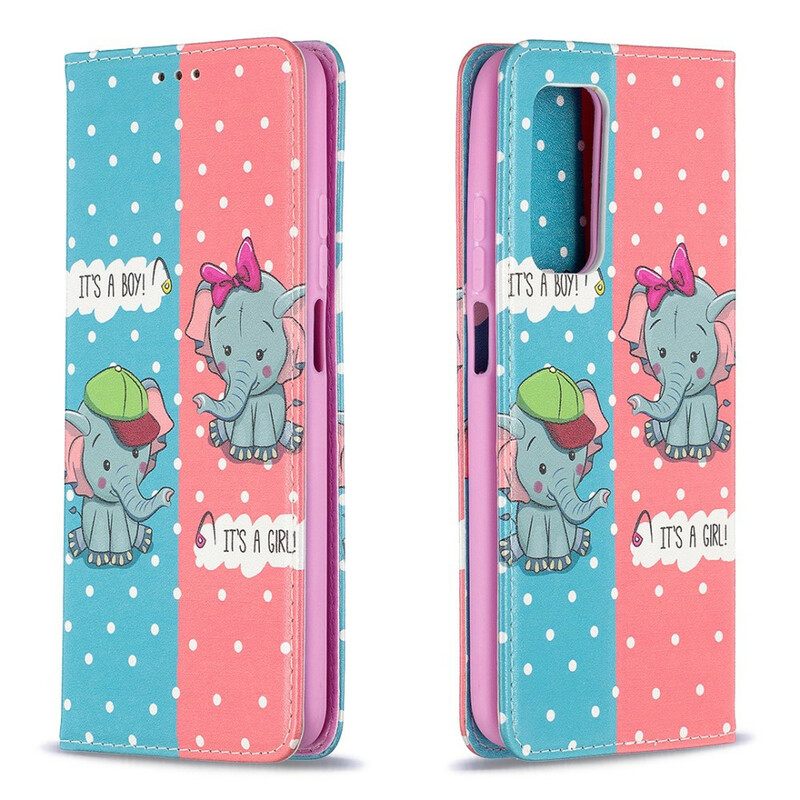 Puhelinkuoret Xiaomi Mi 10T / 10T Pro Kotelot Flip Baby Elephants