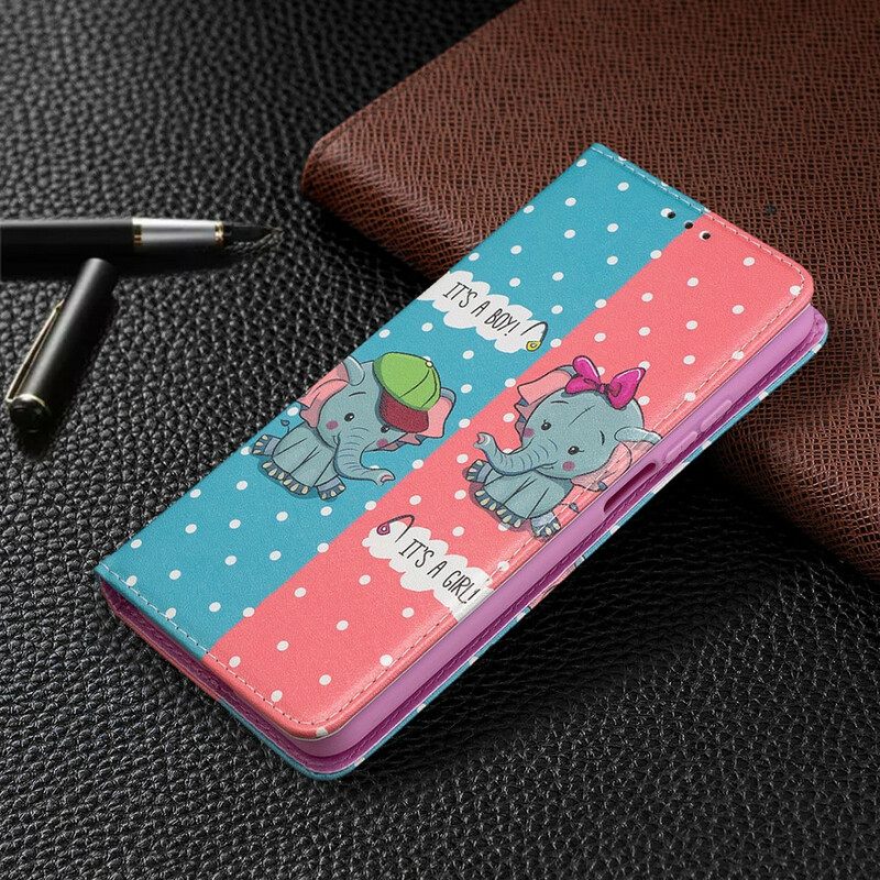 Puhelinkuoret Xiaomi Mi 10T / 10T Pro Kotelot Flip Baby Elephants