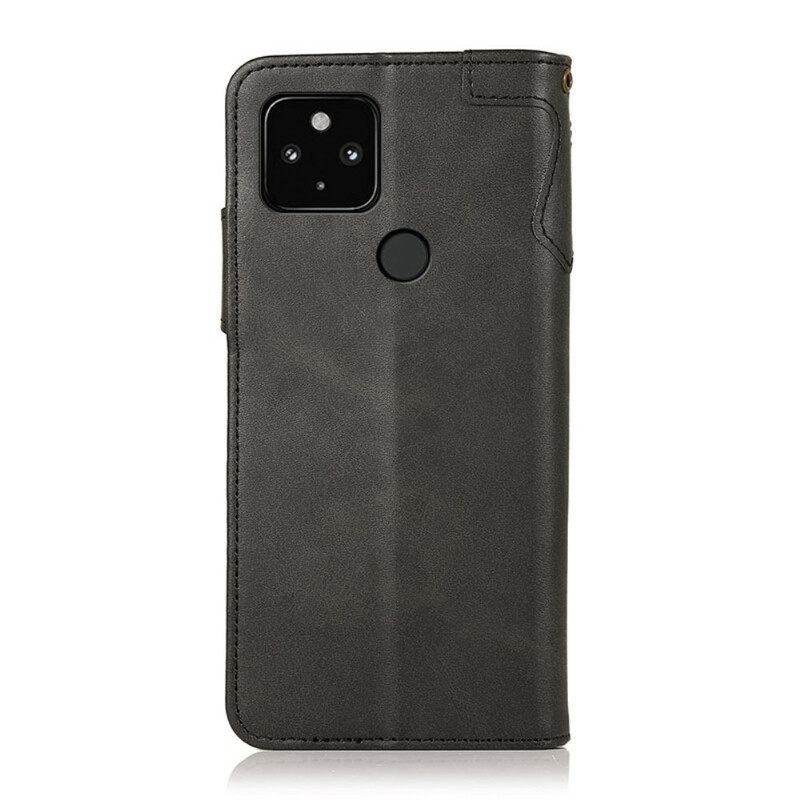 Flip Case Google Pixel 5A Faux Leather Button Khazneh