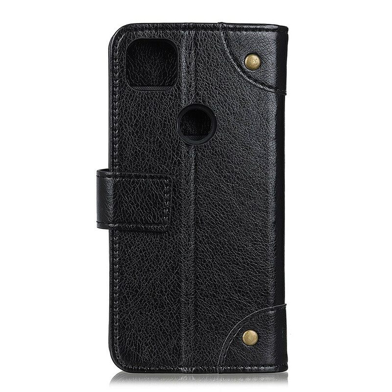 Flip Case Google Pixel 5A Style Nappan Nahkaiset Vintage-niitit