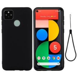 Kuori Google Pixel 5A Nestemäinen Silikoni Kaulanauhalla