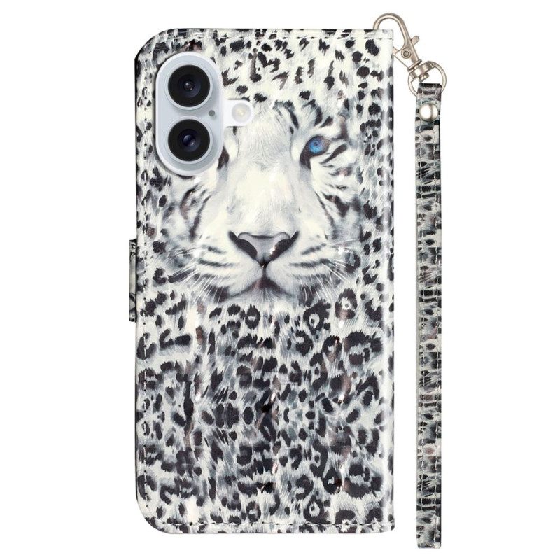 Kotelot iPhone 16 Plus Leopardipää Hihnalla