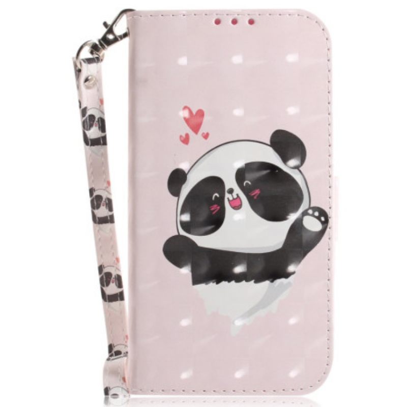 Kotelot iPhone 16 Plus Puhelinkuoret Panda Love Hihnalla