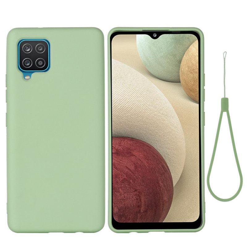 Case Samsung Galaxy M32 Nestemäinen Silikoni Kaulanauhalla