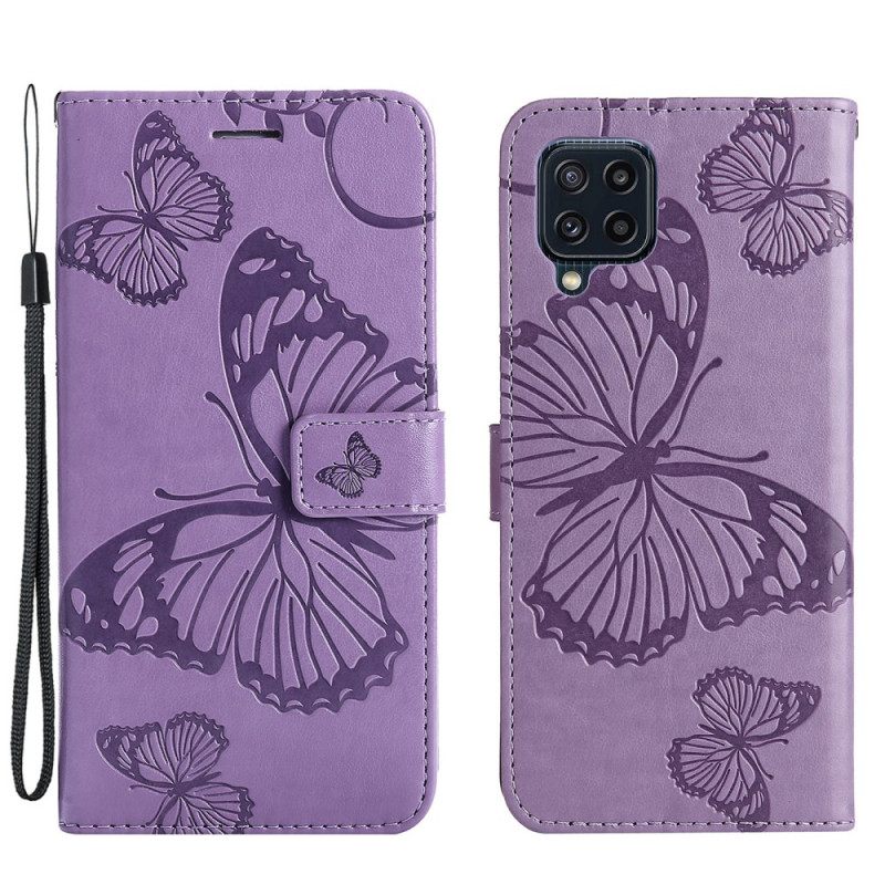 Flip Case Samsung Galaxy M32 Suojaketju Kuori Giant Thong Butterflies