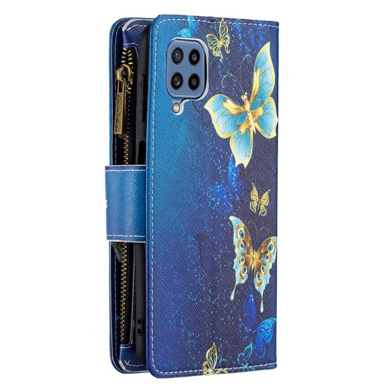 Kotelot Samsung Galaxy M32 Butterflies Vetoketjullinen Tasku