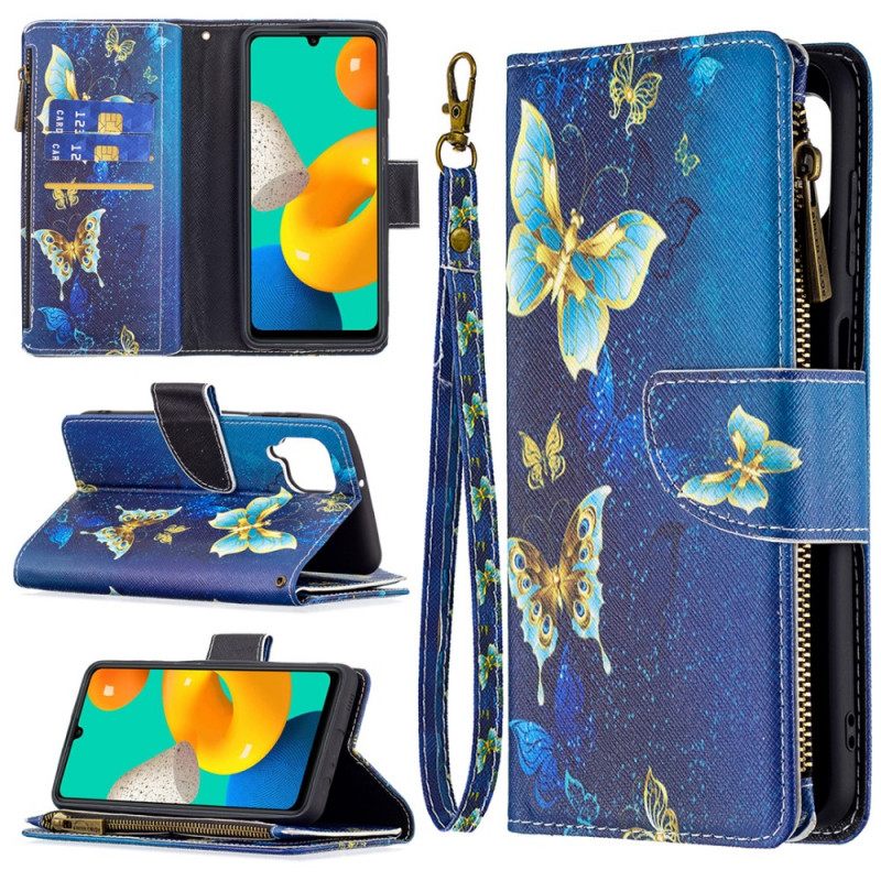 Kotelot Samsung Galaxy M32 Butterflies Vetoketjullinen Tasku