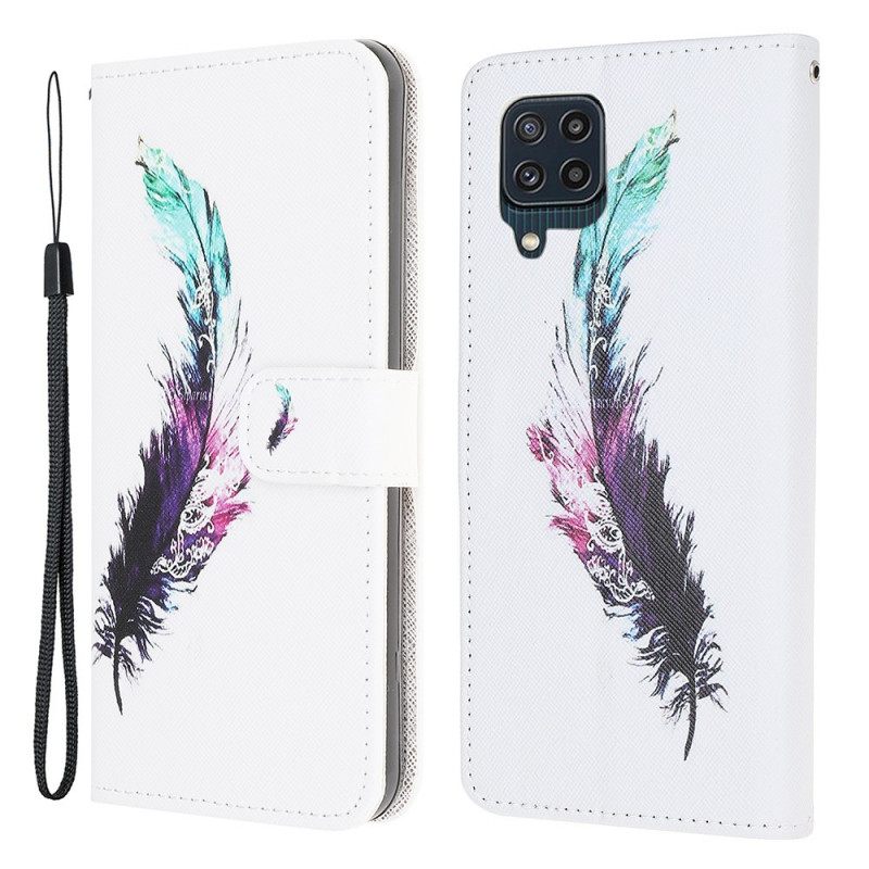 Kotelot Samsung Galaxy M32 Suojaketju Kuori Feather Kaulanauhalla