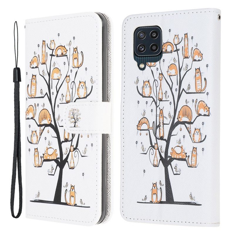 Kotelot Samsung Galaxy M32 Suojaketju Kuori Funky Cats Hihnalla