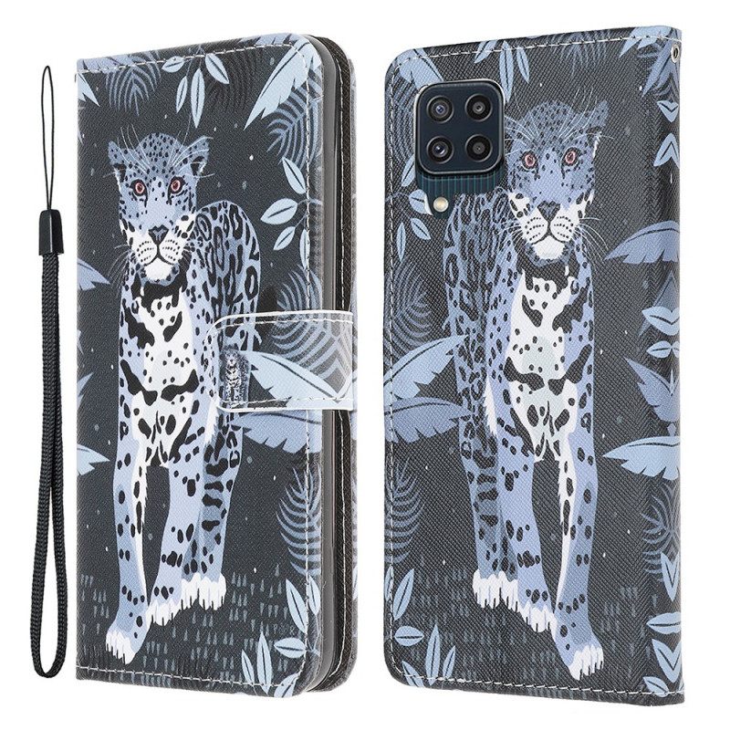 Kotelot Samsung Galaxy M32 Suojaketju Kuori Leopard Hihnalla