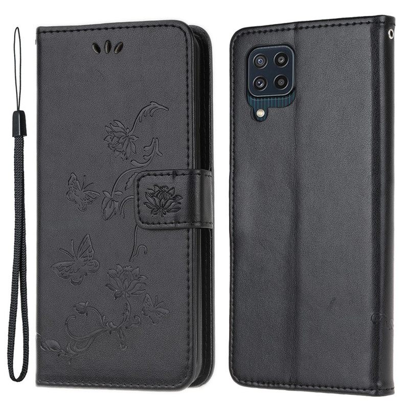 Kotelot Samsung Galaxy M32 Suojaketju Kuori Strap Flowers