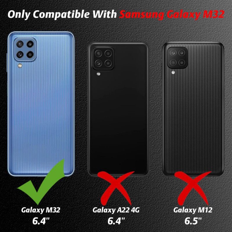 Kuori Samsung Galaxy M32 Combo Ja Karkaistu Lasinäyttö