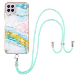 Kuori Samsung Galaxy M32 Kiristysnyörillä Cord Marble Designille