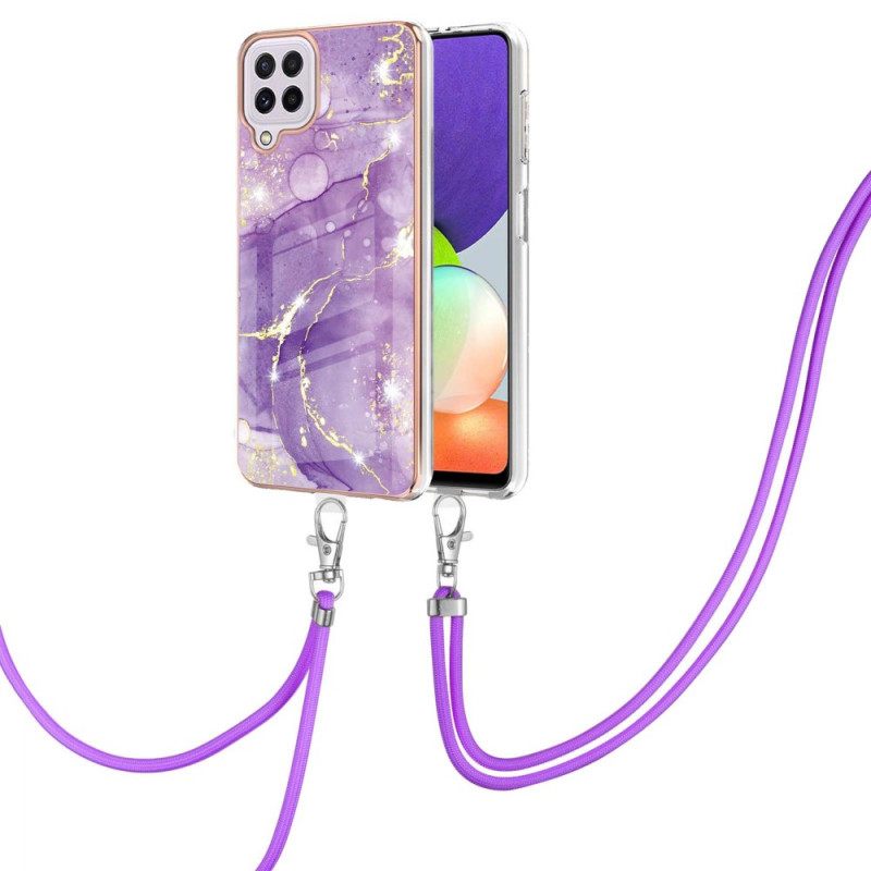 Kuori Samsung Galaxy M32 Kiristysnyörillä Cord Marble Designille