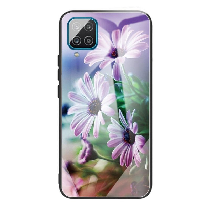 Kuori Samsung Galaxy M32 Tempered Glass Flowers