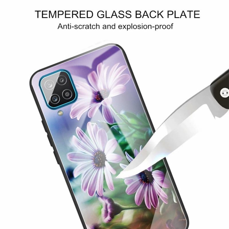 Kuori Samsung Galaxy M32 Tempered Glass Flowers