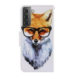 Flip Case Samsung Galaxy S21 Plus 5G Suojaketju Kuori Brainy Fox Hihnassa