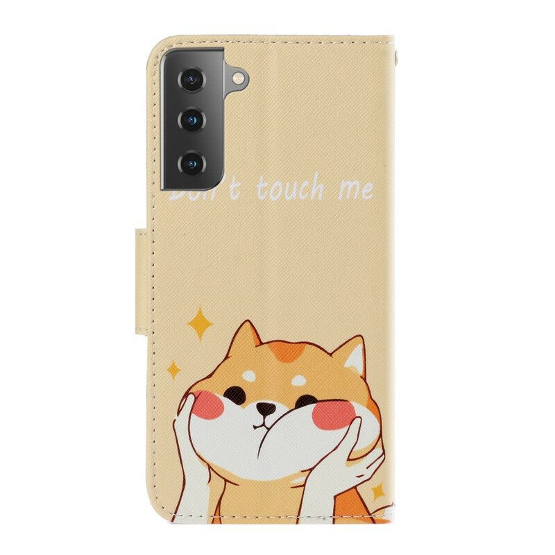 Flip Case Samsung Galaxy S21 Plus 5G Suojaketju Kuori Cat Don't Touch Me Strappy