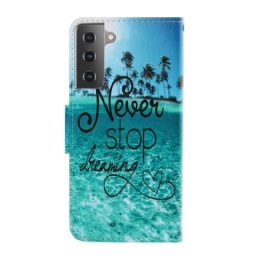 Kotelot Samsung Galaxy S21 Plus 5G Suojaketju Kuori Never Stop Dreaming Navy Strappy