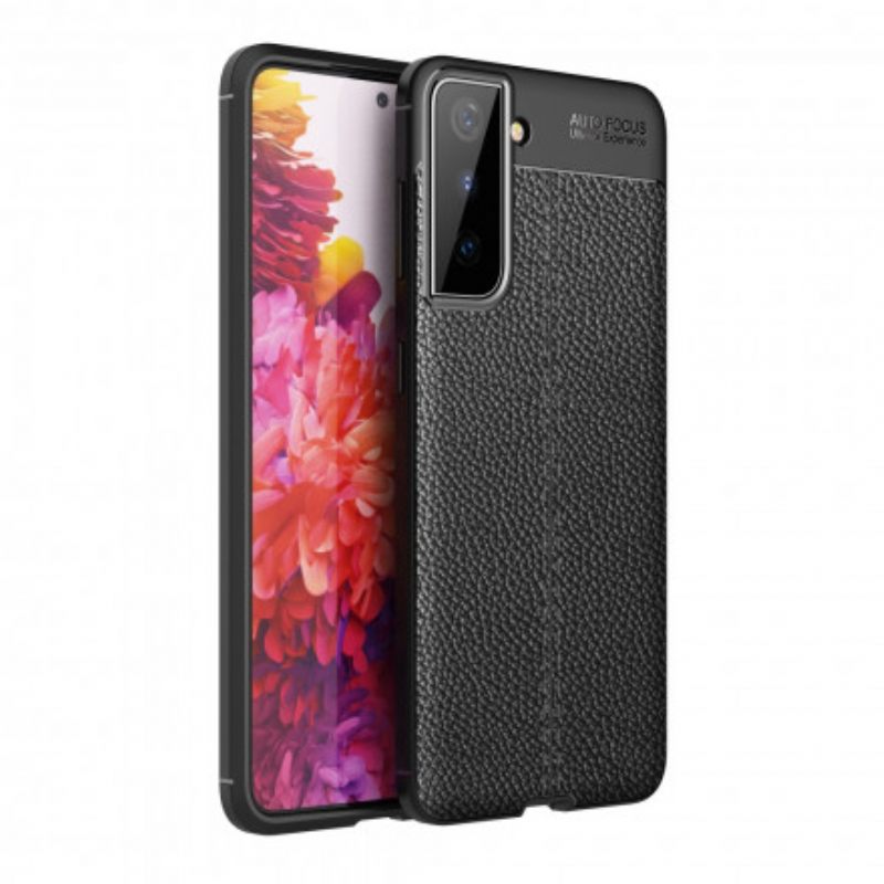 Kuori Samsung Galaxy S21 Plus 5G Double Line Litchi Leather Effect